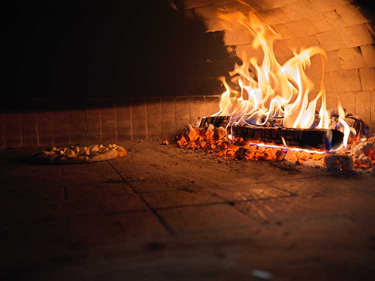 White Pizza in Oven